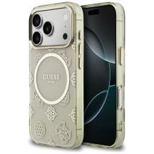 Guess IML Peony Dot MagSafe Hülle für iPhone 17 Pro – Beige