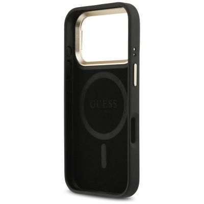 7. Guess 4G PU Dreieck-Logo & Standkamera Magsafe Hülle für iPhone 17 Pro - Schwarz