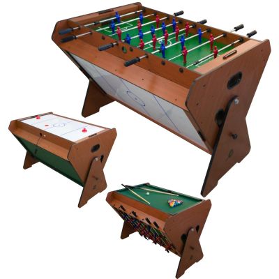 3-in-1-Drehspieltisch: Billard, Tischfußball, mit Luftanschluss, 121 x 89 x 84,5 cm