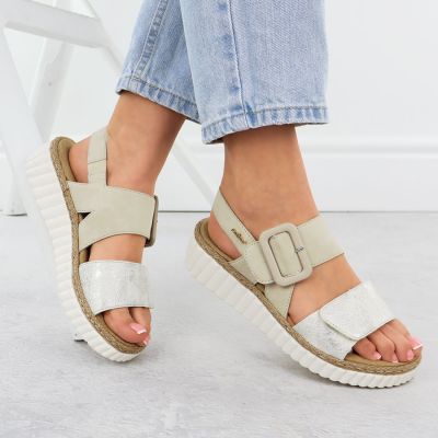 5. Beige Keilsandalen für Damen Rieker 69260-60