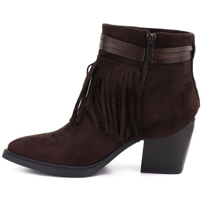 3. Gefütterte Damen-Cowboystiefel mit Fransen, Schokoladenbraun, M.Daszyński