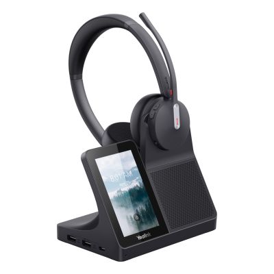 Yealink WH64 Workstation Dual-Headset mit Kabel- und Kabellosfunktion, Kopfbügel, USB Typ-C, Bluetooth-Ladestation, Schwarz