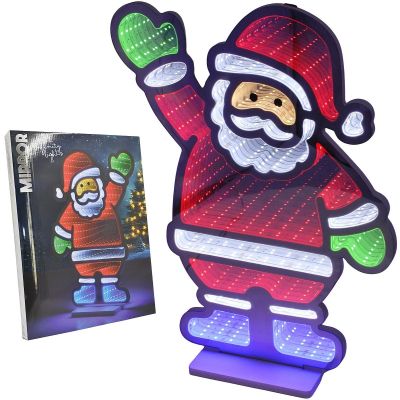 Spiegeldekoration mit LED-Diode, Unendlichkeitsspiegeleffekt, Weihnachtsmann