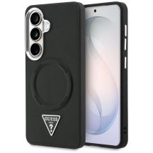 Guess MagSafe-Hülle mit geprägtem Ring-Dreieck-Logo für Samsung Galaxy S26 – Schwarz