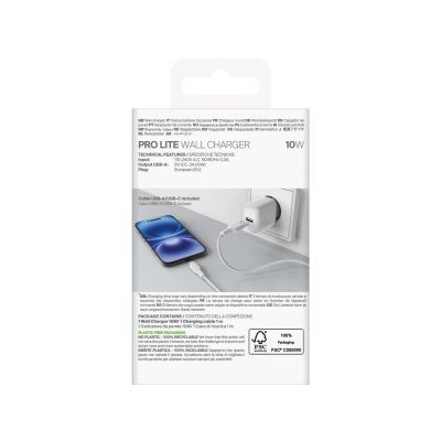 3. Puro PROLITE 10W USB-A Wandladegerät + USB-A - USB-C Kabel 1,2m - weiß