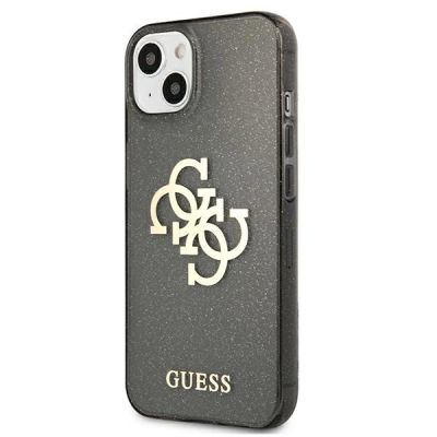 2. Guess, GUHCP13SPCUGL4GBK iPhone 13 mini 5,4" schwarz/schwarzes Hartschalenetui Glitzer 4G großes Logo