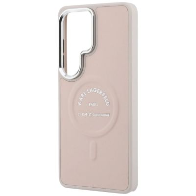 6. Karl Lagerfeld geprägter Ring RSG Logo MagSafe Hülle für Samsung Galaxy S26 Ultra - Pink