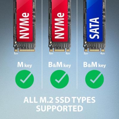 6. Axagon ADM2-AM SSD-Gehäuse mit USB-A 10 Gbit/s – M.2 NVMe & SATA SSD-Adapter, 10 cm langes USB-A-Kabel, Schwarz