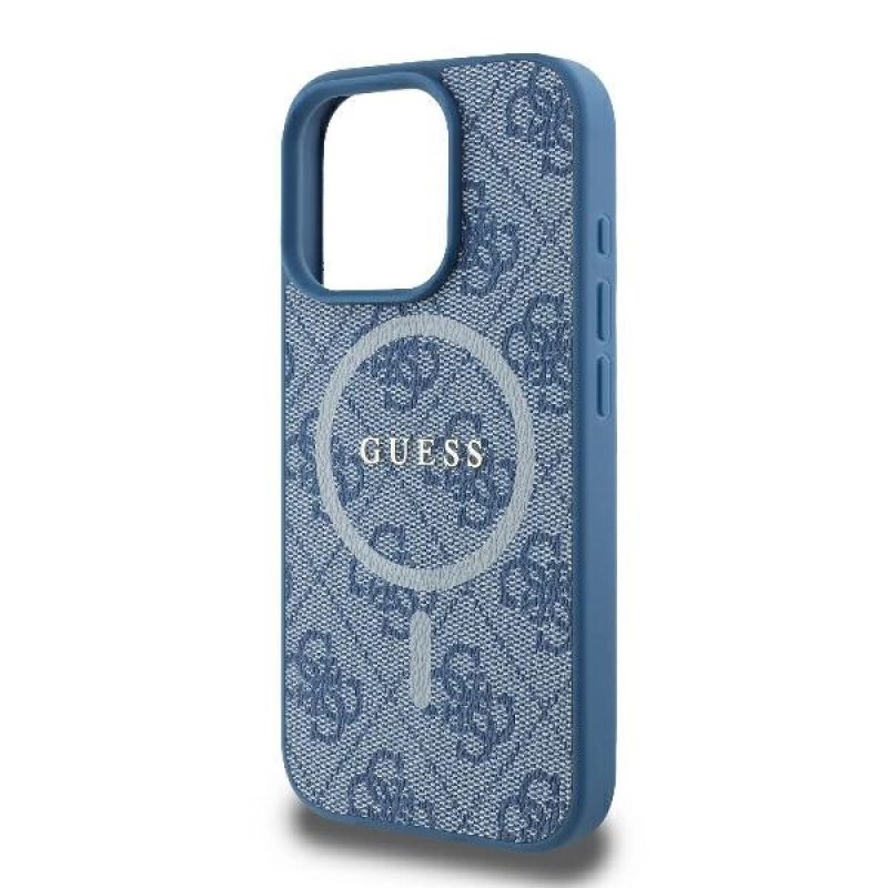 6. Guess 4G Ring Classic Logo MagSafe-Hülle für iPhone 16 Pro – blau