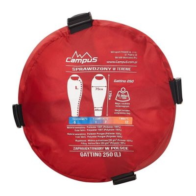 8. Campus Gattino 250 Mumienschlafsack Rechts Rot/Orange