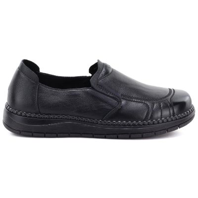 6. Bequeme Damen-Slipper aus Leder, schwarz, Vinceza 107241