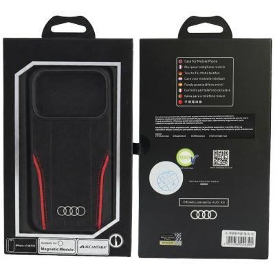 5. Audi R8 Echtleder MagSafe Hülle für iPhone 18 Pro / 17 Pro – Schwarz und Rot