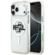 Karl Lagerfeld IML Glitter Karl & Choupette Sketch Logo MagSafe Case für iPhone 17 Pro Max – Transparent