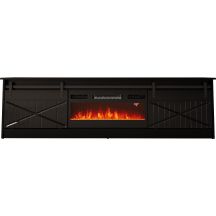 GRANERO TV-Schrank + Kamin 200x56,7x35 Schwarz/Schwarz-Kombination