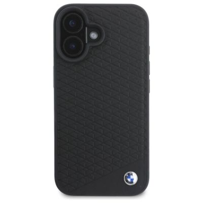 3. BMW Sign Leather Diamond Metal Logo MagSafe-Hülle für iPhone 16 – Schwarz