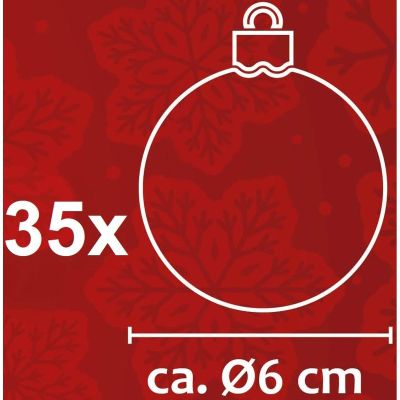 18. Dekorative Kunststoffkugeln, 6 cm, Set mit 35 Stück, silberfarben