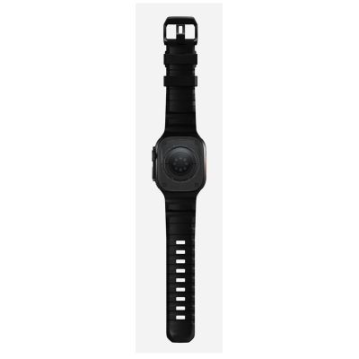 8. Nomad Rocky Point Armband, schwarzes Leder, Titan