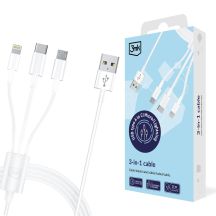 3mk Kabel 3-in-1 USB-A - Micro-USB / Lightning / USB-C 1,2 m 20 V / 2,4 A 15 W - weiß