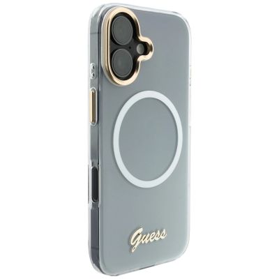 4. Guess IML Gradient Script Metal MagSafe Hülle für iPhone 17 - Weiß
