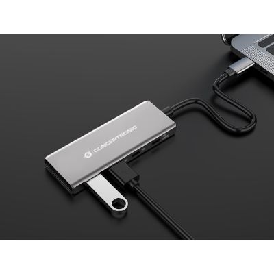 5. Conceptronic HUBBIES15G USB 3.2 Gen 2 (3.1 Gen 2) Typ-C Hubs und Hubs 10000 Mbit/s Grau