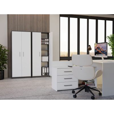 5. Geschlossenes Regal Oliv 2D Anthrazit/Weiß Set