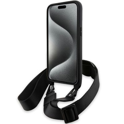 4. BMW M Edition Carbon Stripe & Strap Hülle für iPhone 15 Pro Max – Schwarz
