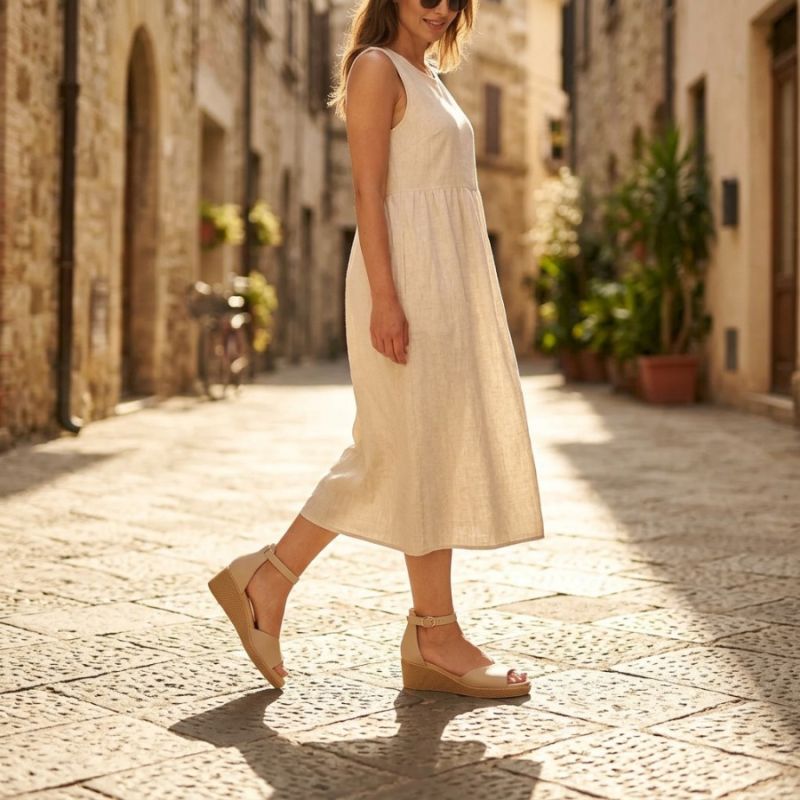 9. Damen-Keilsandalen aus Leder, beige, Filippo DS7635
