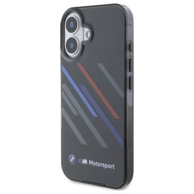 2. BMW Motosport IML Random Stripes Hülle für iPhone 16 – Schwarz