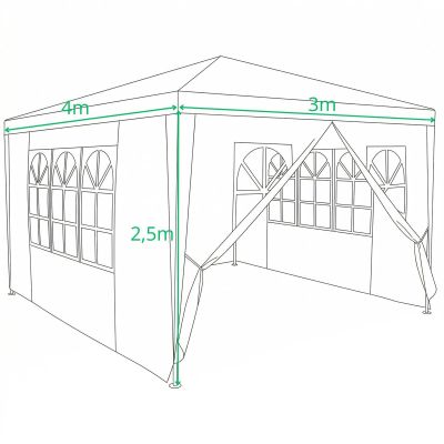5. Gartenzelt-Pavillon 3x4x2,5m Weiß Saska Garten