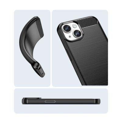 15. Carbon Case für iPhone 14 Plus flexible Gel-Rückseite blau