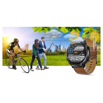 18. Gravity GT21-4 Smartwatch + Schwarzes Silikonarmband