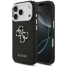 Guess Grained Big 4G Classic Logo Hülle für iPhone 17 Pro - Schwarz