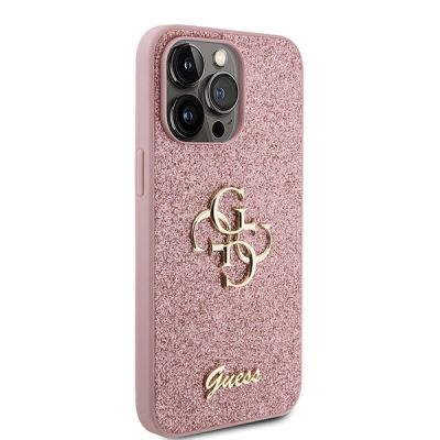 4. Guess GUHCP15LHG4SGP iPhone 15 Pro 6,1" rosa/rosa Hardcase Glitter Script Big 4G