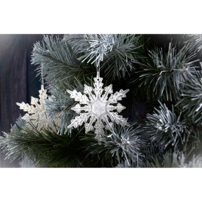 7. Schneeflocken-Kugelanhänger, 2 Stück, Muster 12 Arme