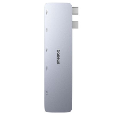 2. Baseus UltraJoy Series 6-in-1 USB-C 40Gb/s USB 3.0 HDMI 4K USB-Hub mit SD- und MicroSD-Kartenleser – Grau
