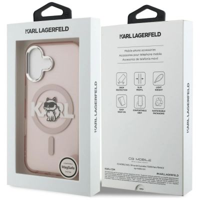 8. Karl Lagerfeld IML Choupette Sketch Logo MagSafe iPhone 16 Hülle - Pink