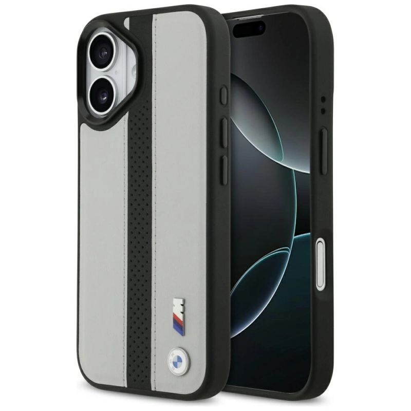 BMW M Perforated Stripe Logo MagSafe Case für iPhone 17 – Grau