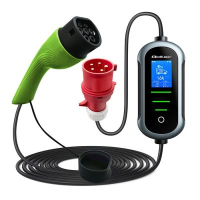 8. Qoltec Mobiles Ladegerät für Elektroautos (EV) mit 2-in-1-Ladegerät Typ 2 | 11 kW | 400 V | WLAN | TUYA | SMART LIFE | LCD | Tragbar | Wandsteckdose | 5 m