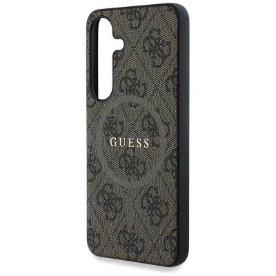 6. Guess Leder 4G Coloured Ring Classic Logo MagSafe Samsung Galaxy S25 Hülle braun