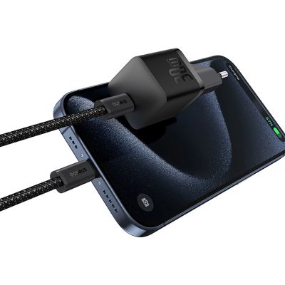 5. Baseus GaN5 30W Wandladegerät mit 100W USB-C-zu-USB-C-Kabel – Schwarz