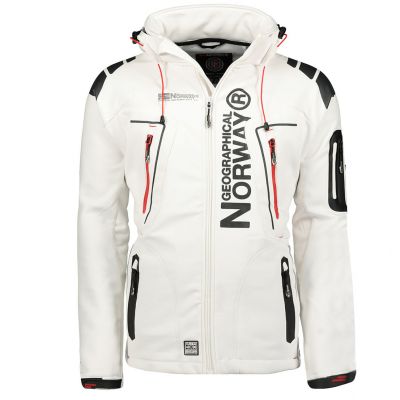 Geographical Norway Techno MEN 056 BS3 Herren Sportjacke, schnelltrocknend, mit Kapuze, weiß (WU1060H/GN)