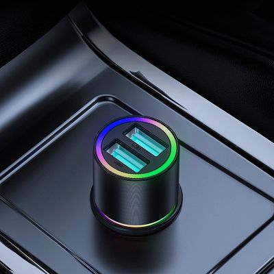 6. Joyroom Autoladegerät 2 x USB mit Hintergrundbeleuchtung 24W schwarz (JR-CL10)