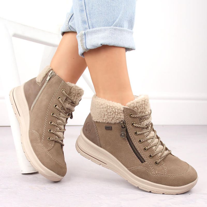 5. Beige Damen-Lederboots, wasserdicht – Rieker L7701-24