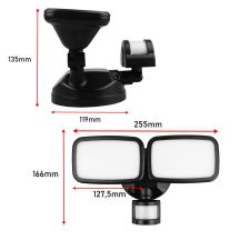 MACLEAN LED-Wandleuchte mit PIR-Sensor, 20 W, 1500 lm, IP65, Neutralweiß 4000 K, Schwarz MCE524 B