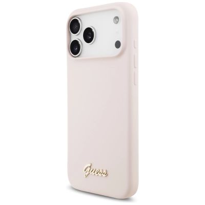 2. Guess Silikon Script Metal Logo MagSafe Case für iPhone 17 Pro Max - Pink