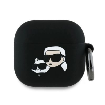 Karl Lagerfeld Silikon Karl&Chaupette Head 3D Case für AirPods 4 - Schwarz
