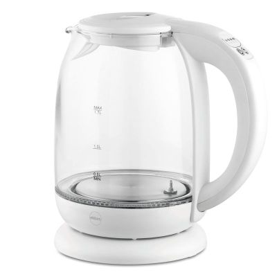 ELDOM LUMI Wasserkocher aus Glas, Fassungsvermögen 1,7 l, normale Wassertemperatur, 2200 W, Weiß C510B