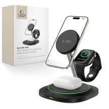 Tech-Protect QI15W-A46 3in1 Magnetisches MagSafe Induktives Ladegerät - Schwarz