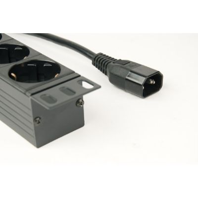 13. GEMBIRD 19"-Rack-Steckdosenleiste PDU EG-PDU-014-C14 1U, 10 A, 8 x SCHUKO, C14-Stecker, 3-m-Kabel