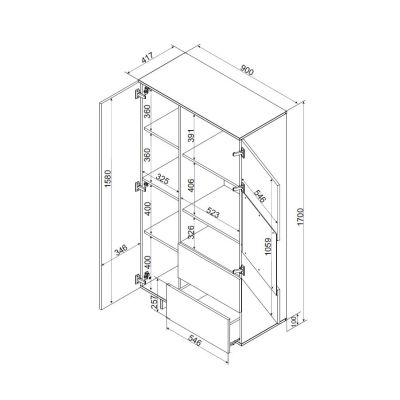 4. ALMA Vitrine 90x41,5xH170 Kaschmir